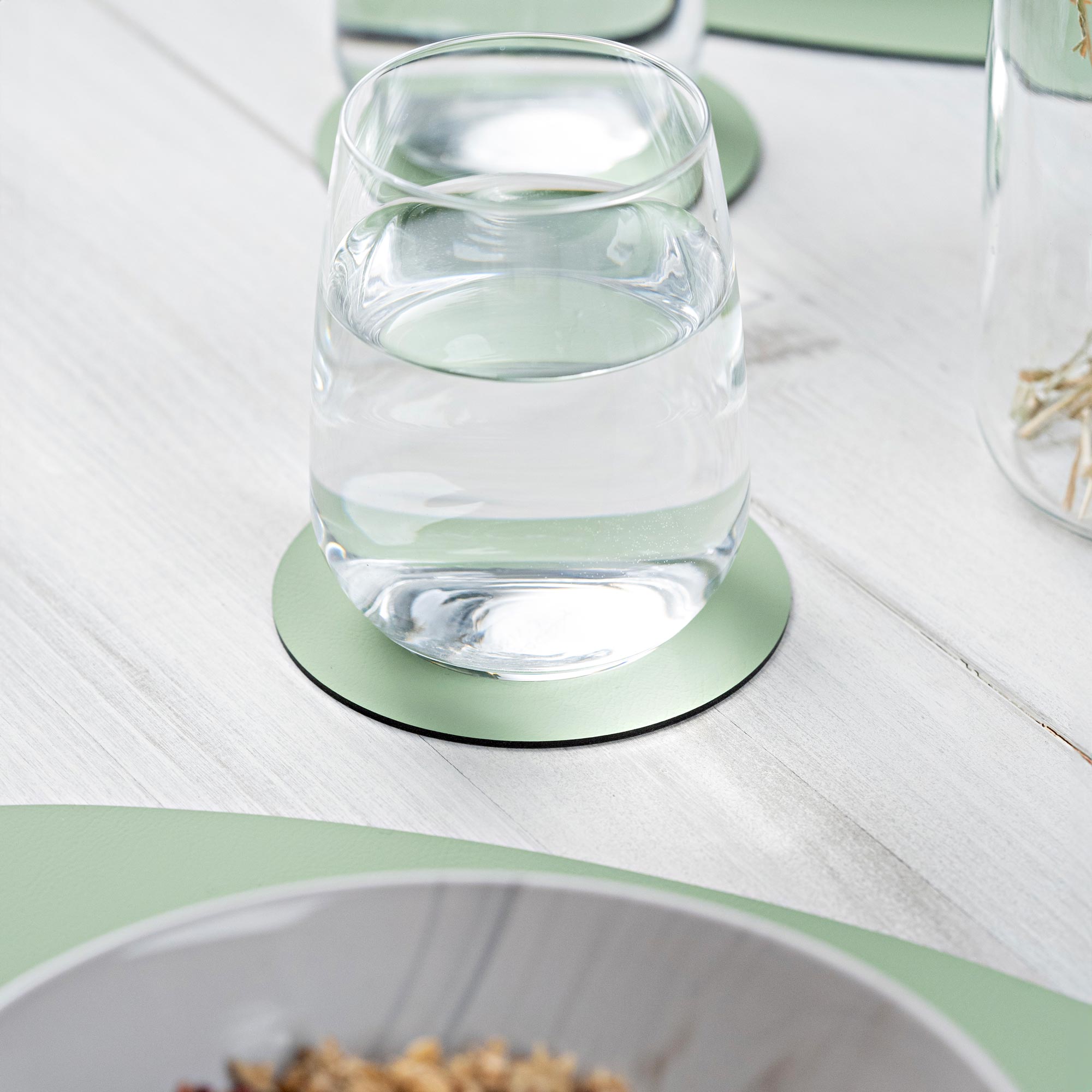 Recyceltes Leder Glasuntersetzer Rund (6 Stk.)