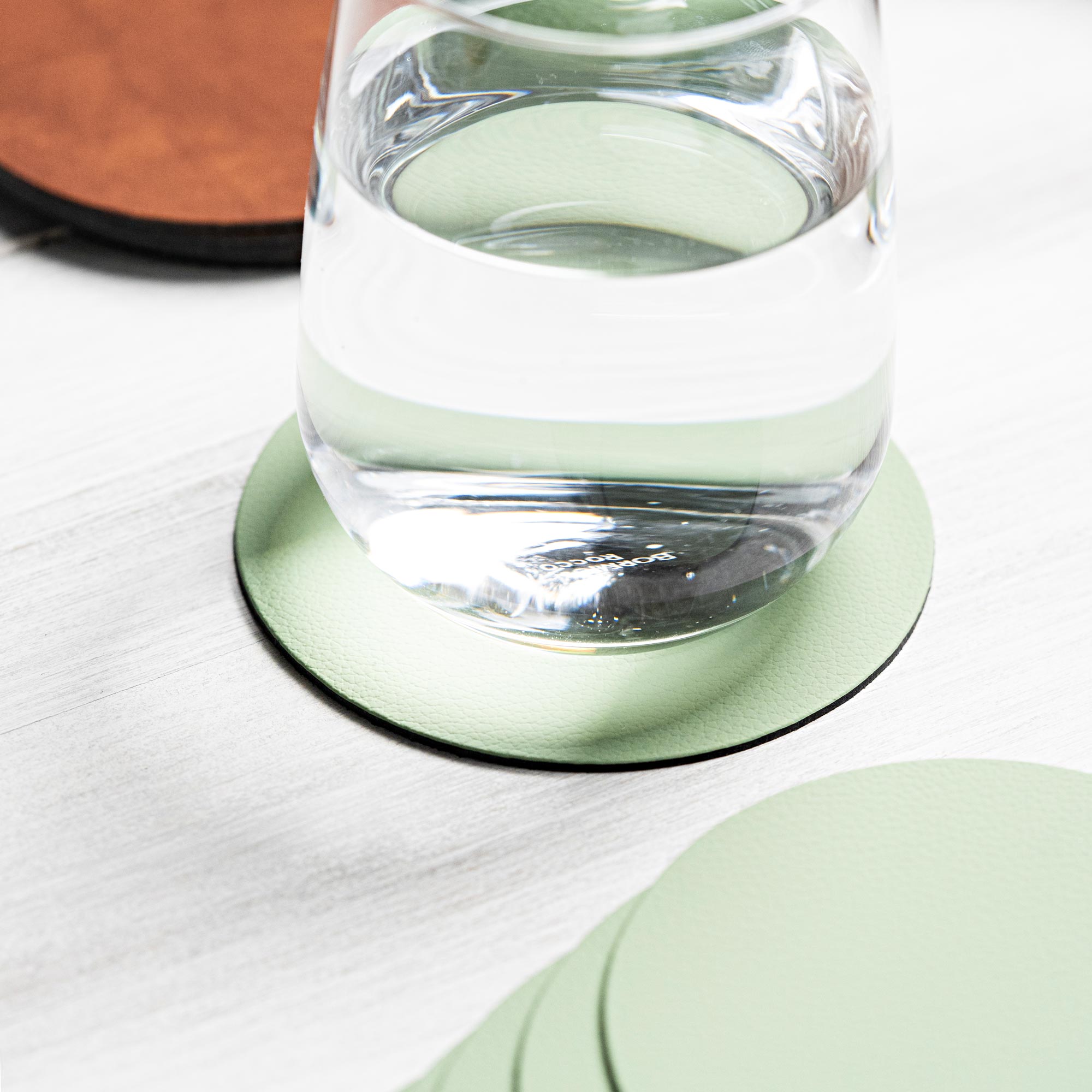 Recyceltes Leder Glasuntersetzer Rund (6 Stk.)