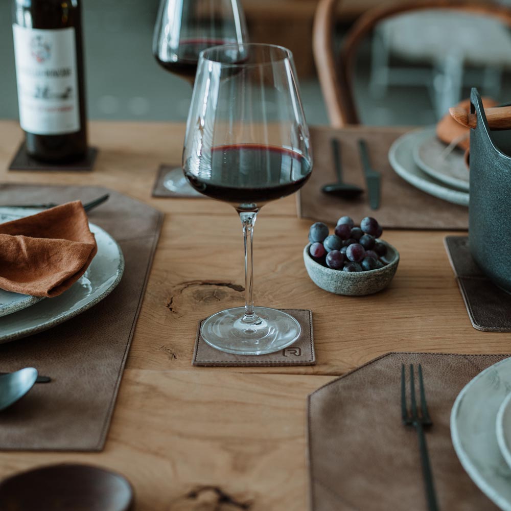 Echtleder Glasuntersetzer "Design" 6 Stk.