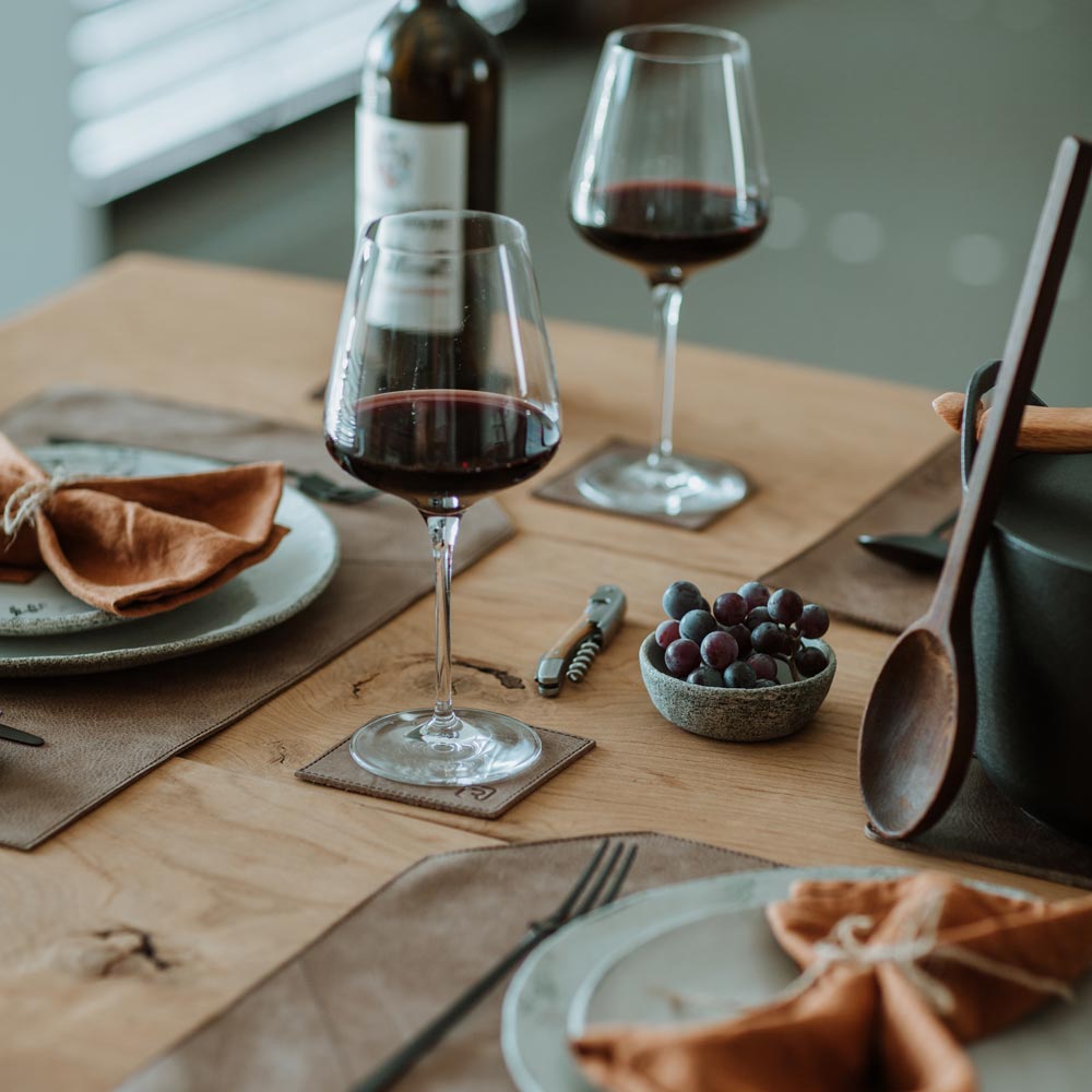 Echtleder Glasuntersetzer "Design" 6 Stk.