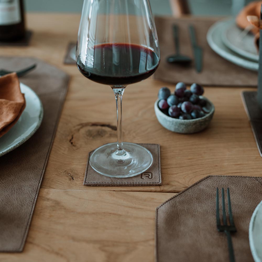 Echtleder Glasuntersetzer "Design" 6 Stk.